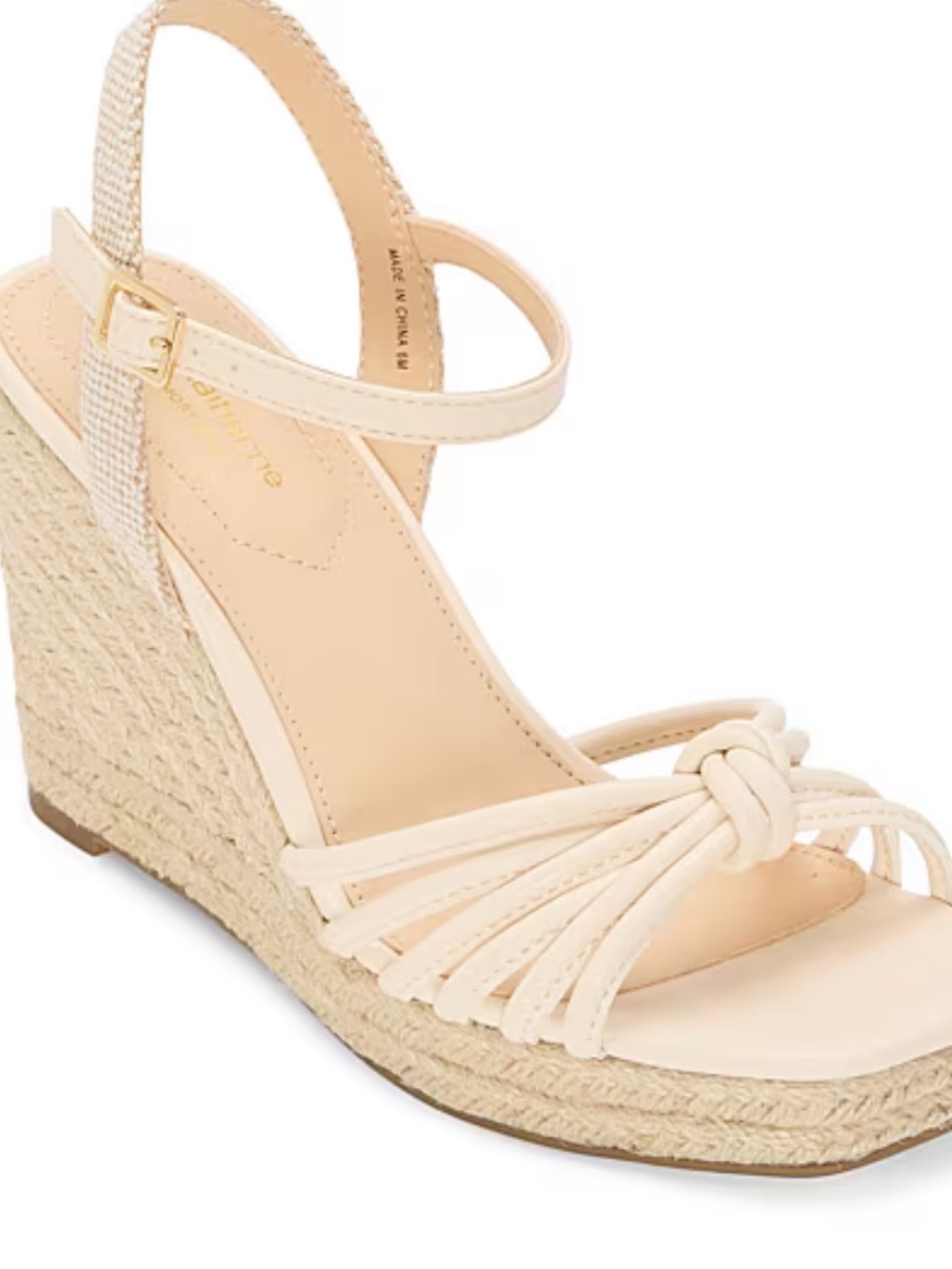 Liz Claiborne Marcos Cream Knotted Multi-Strap Wedge Espadrille Sandals New